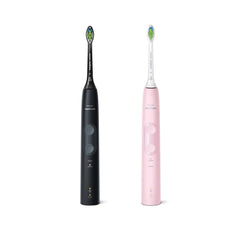 Зубная щетка электрическая Philips Sonicare ProtectiveClean 4500 HX6830/35 со звуковой технологией очистки с двумя режимами очистки  набор из двух ручек розового и черного цветов