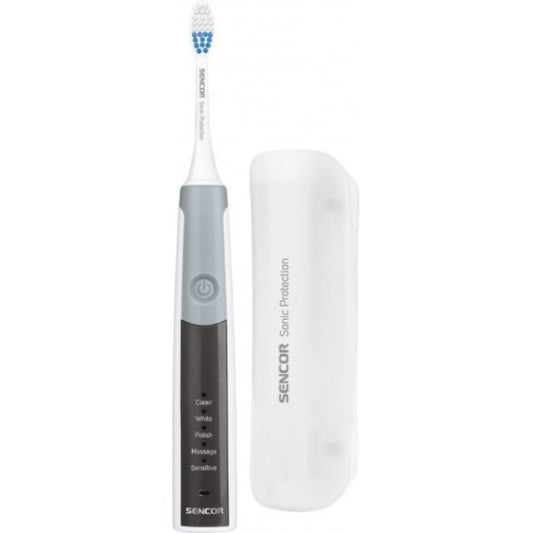 Зубна щітка електрична Sencor SOC2200SL. SOC2201RS, SOC2202TC зі звуковою технологією очищення з п'ятьма режимами чищення та дорожнім чохлом